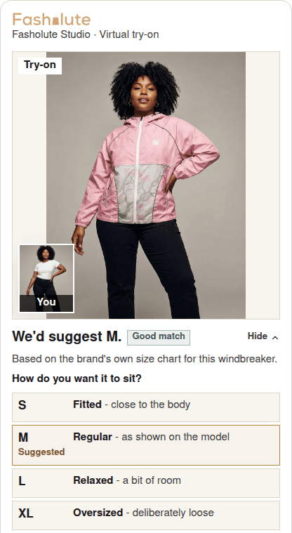 See it on, and the size to buy
